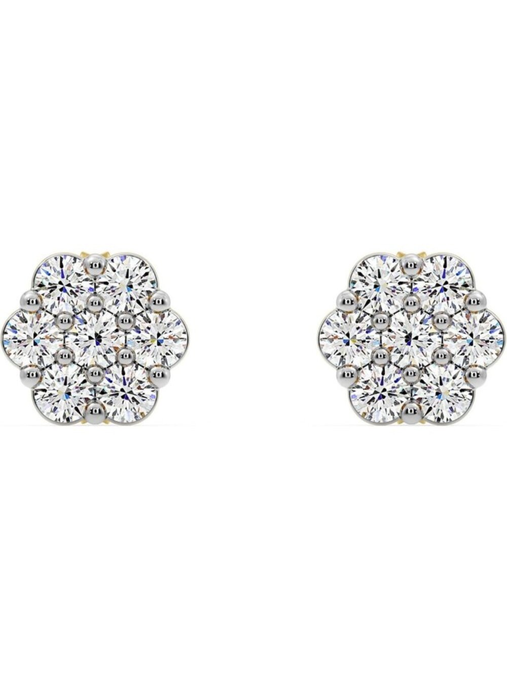Lab Grown Diamond Flower Stud Earrings for Women, 7 Stone, 0.25-2 Ct Sparkle